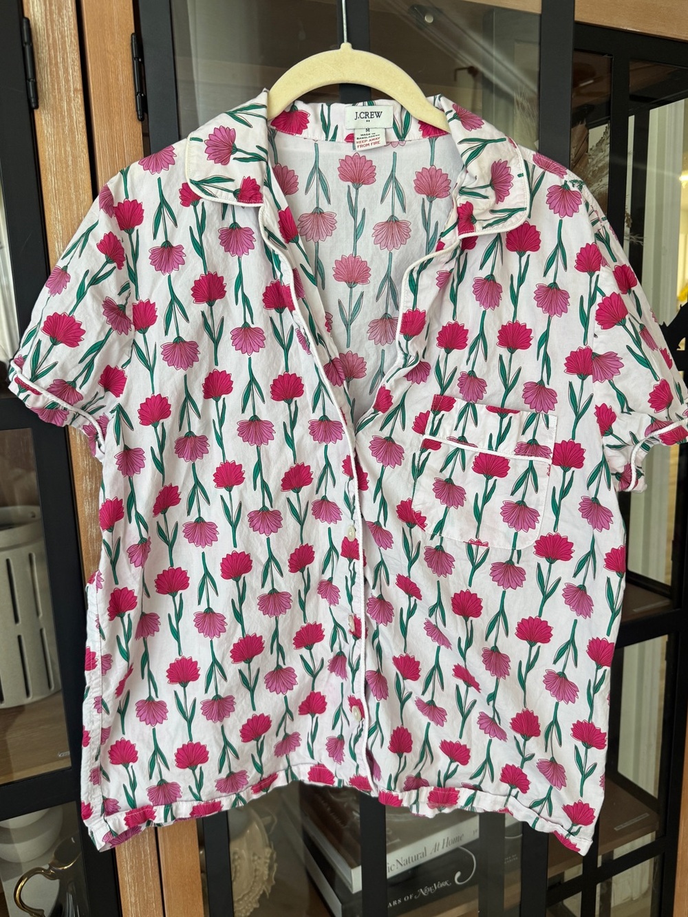 J. Crew block print pajamas shirt short sleeve button down floral garden cotton